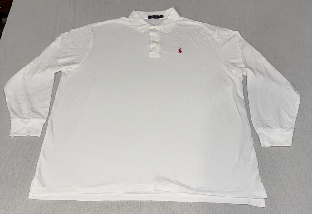 Polo Ralph Lauren Mens Sz 3XB White Long Sleeve Golf Polo Red Pony NWOT